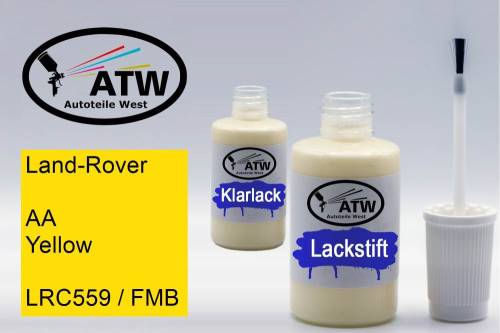 Land-Rover, AA Yellow, LRC559 / FMB: 20ml Lackstift + 20ml Klarlack - Set, von ATW Autoteile West.